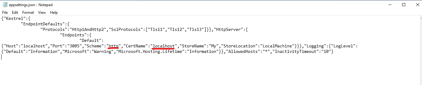 Default appsettings.json configuration for Netwrix Recovery for Active Directory web console