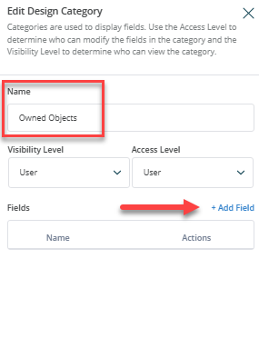 Adding a field to the new category