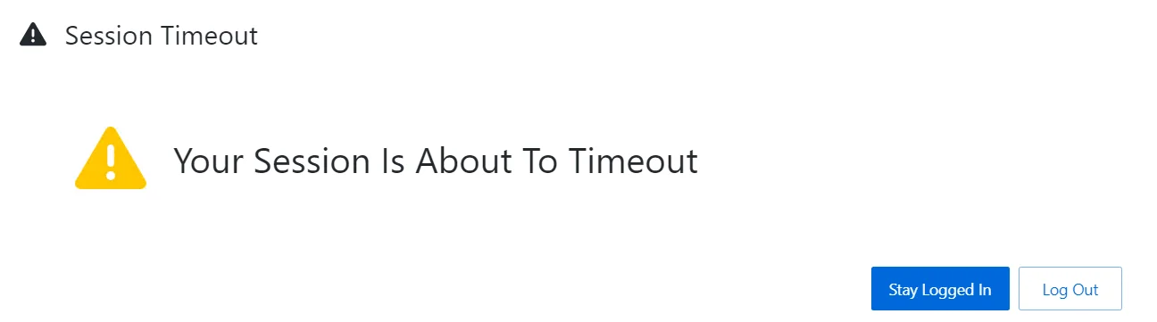 Choose to log out or continue your session, resetting the session timeout interval