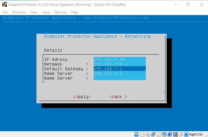 Setting IP and default GateAway