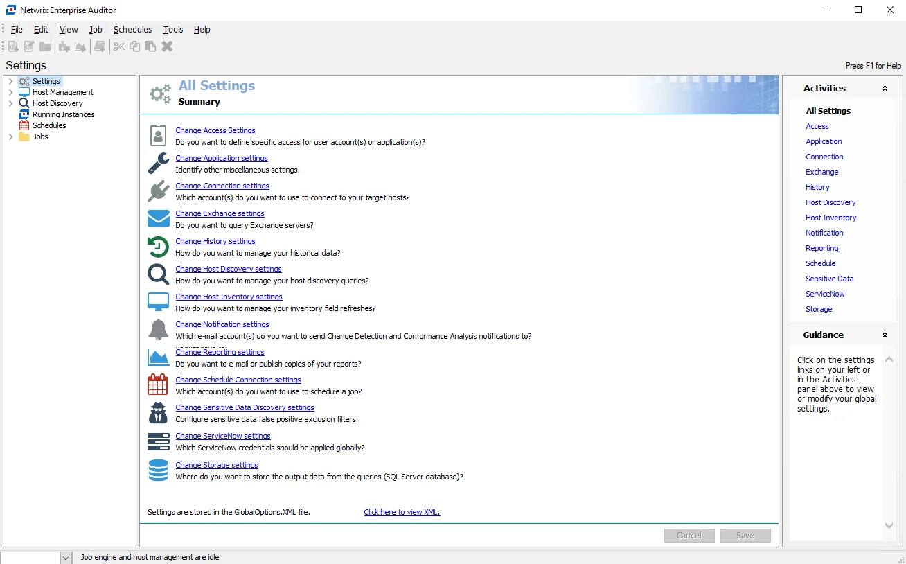 Netwrix Acces Governance Settings Node
