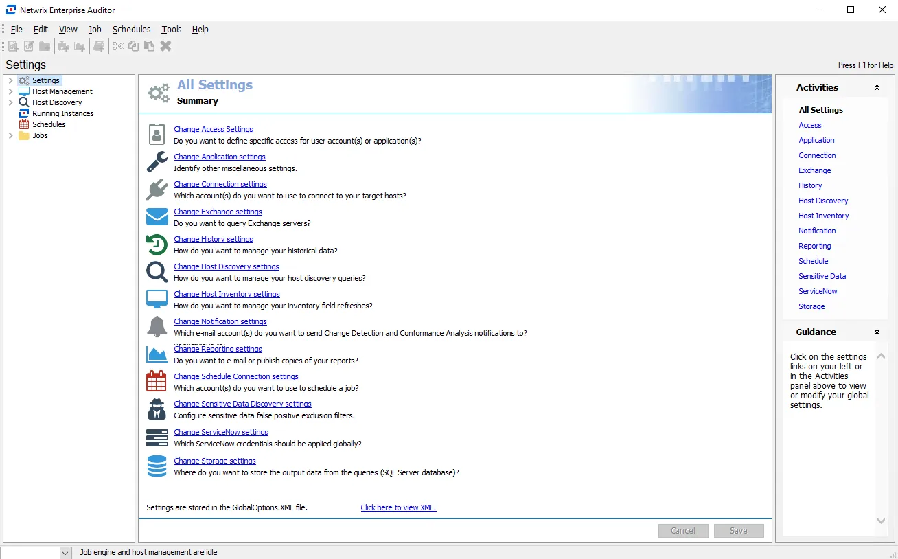 Netwrix Acces Governance Settings Node