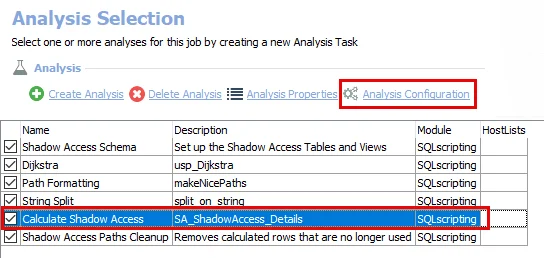 Configure Calculate Shadow Access task from Analysis Selection view