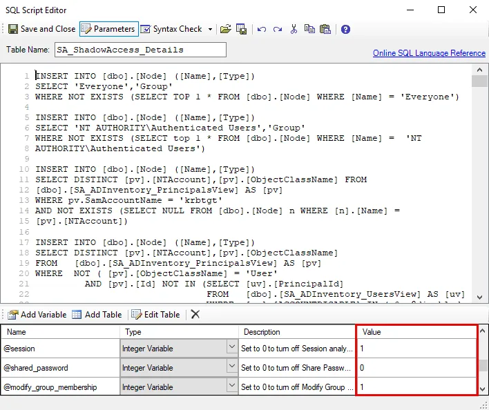 SQL Script Editor