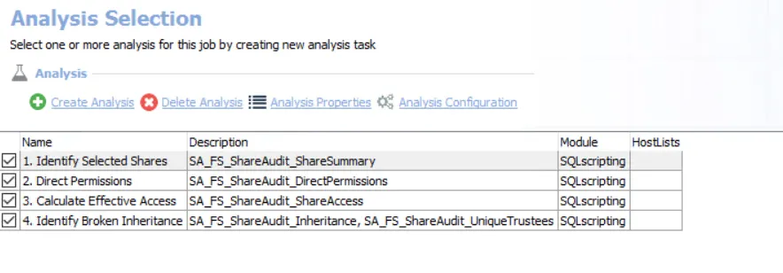 Analysis Selection