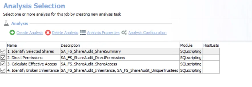 Analysis Selection