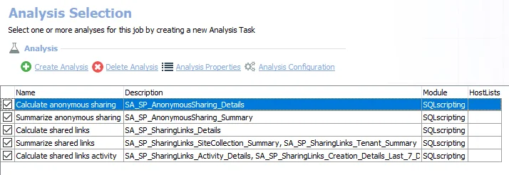 Analysis Tasks for the SharedLinks Job