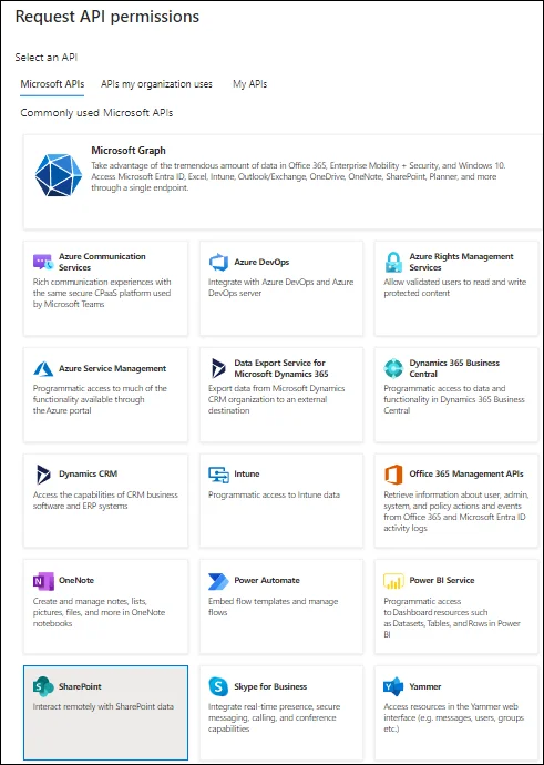 SharePoint API card