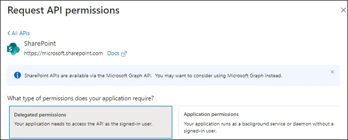 SharePoint Delegated permissions