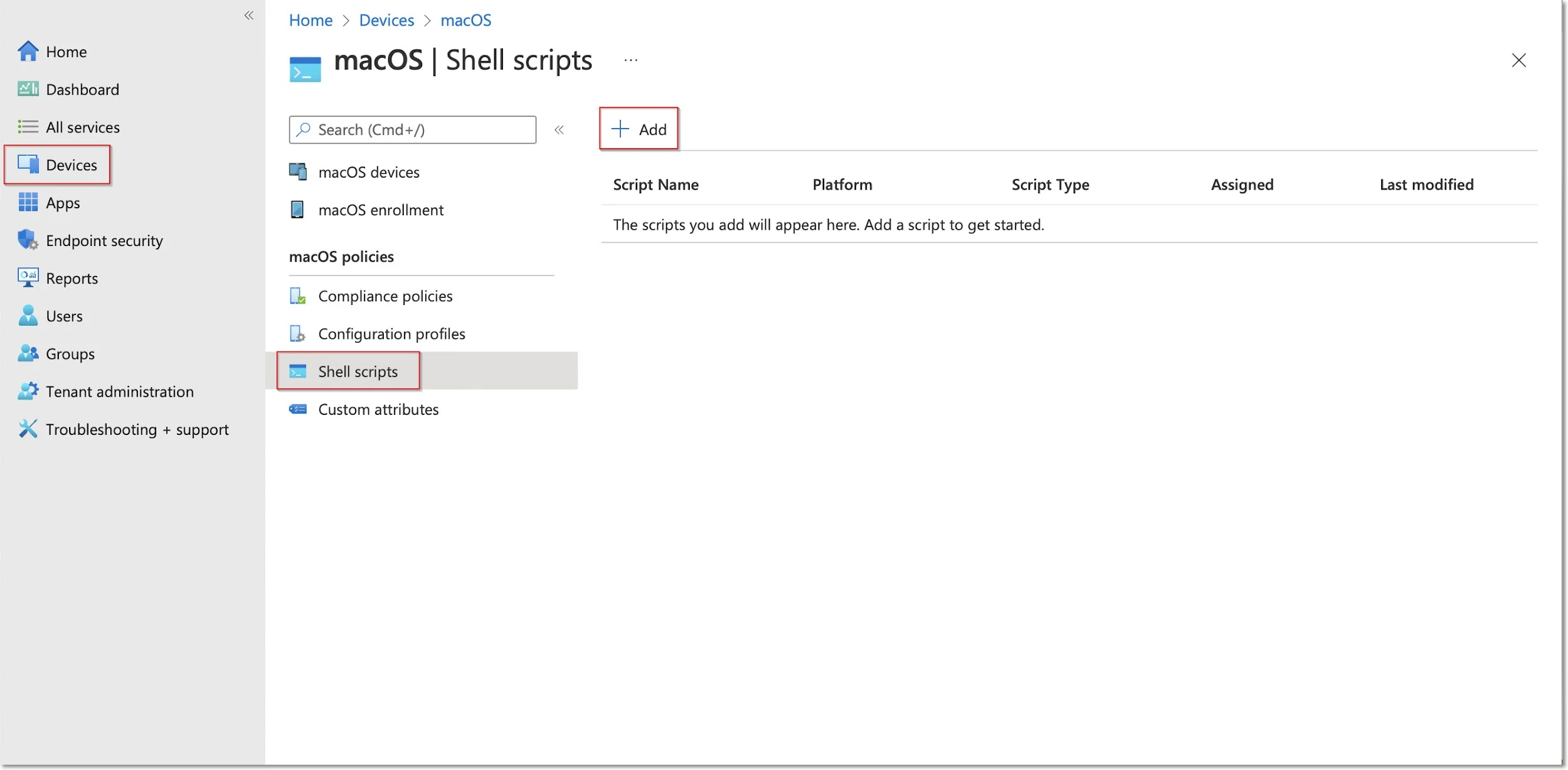Adding scripts on shell scripts page