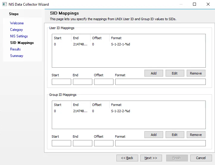 SID Mappings page
