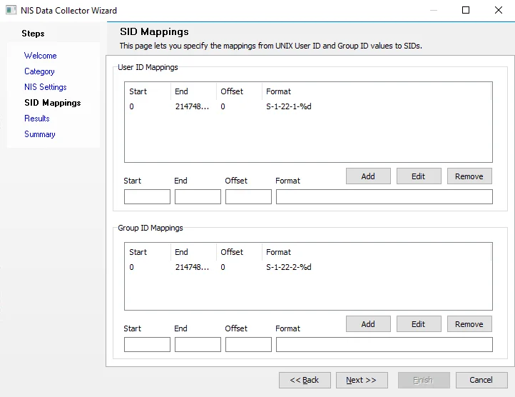 SID Mappings page