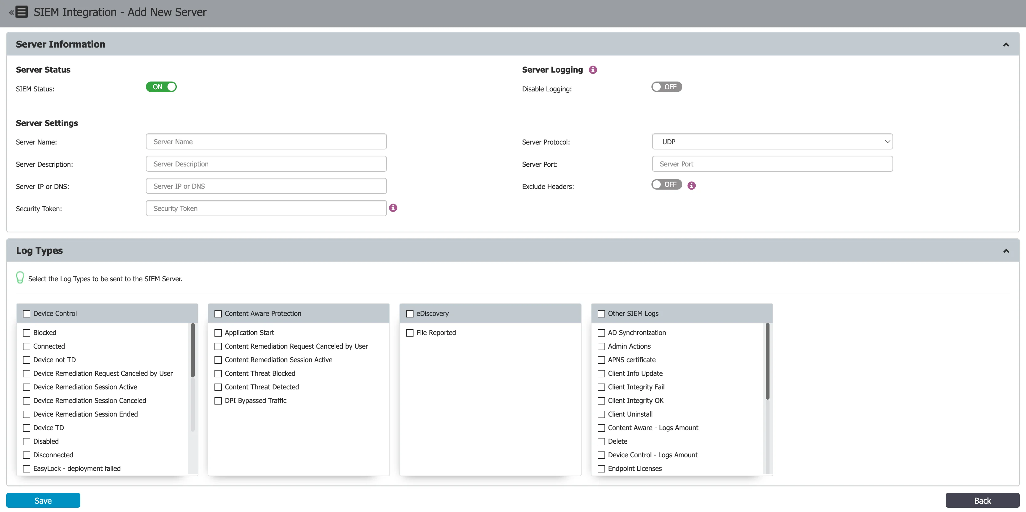SIEM Intergration - Adding a New Server