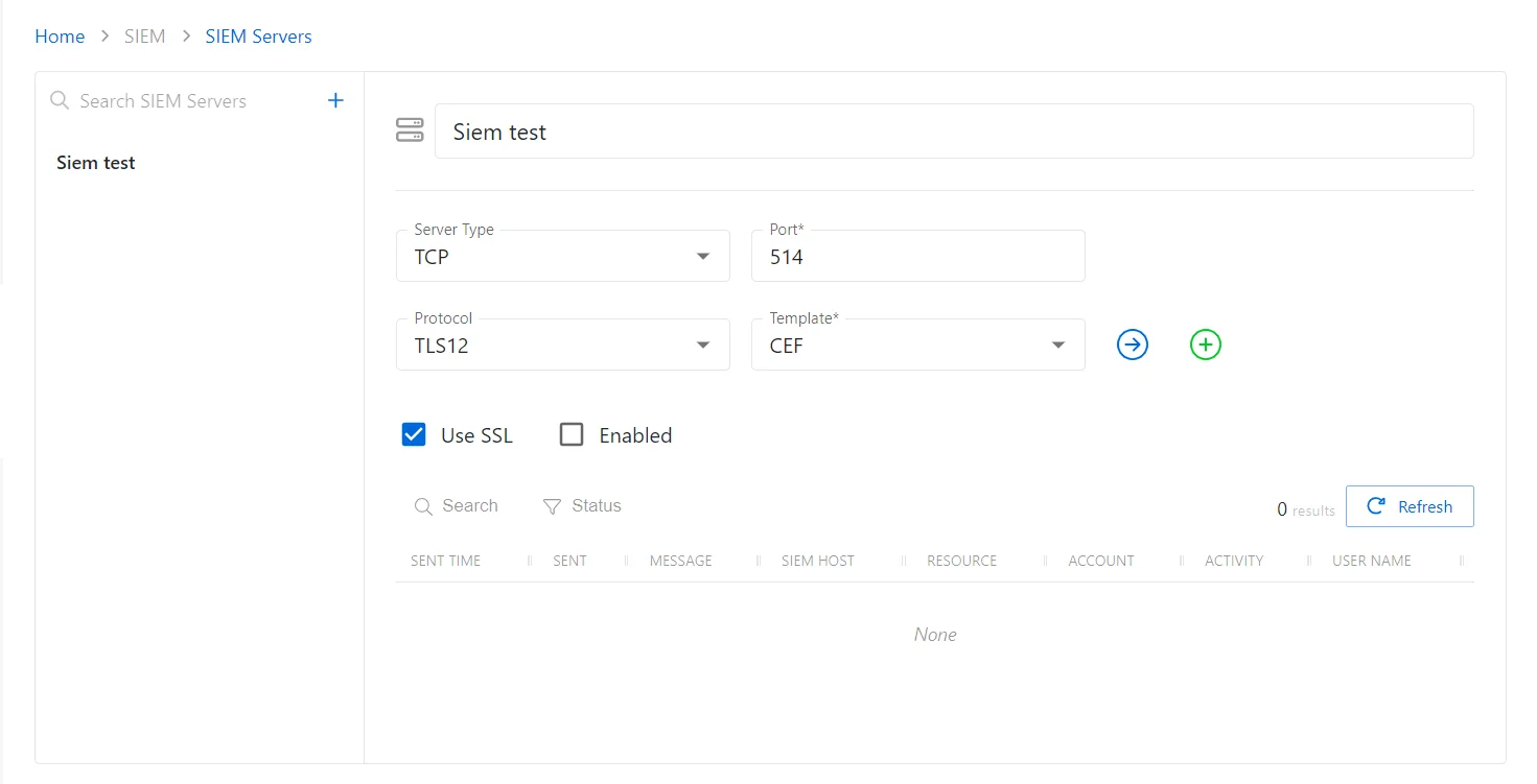 SIEM Serivce Page