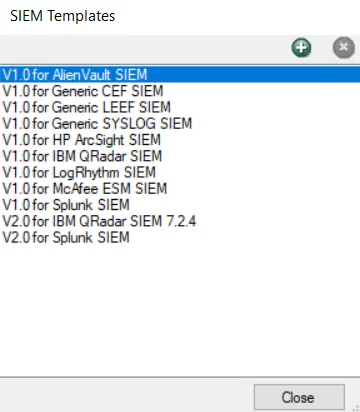 SIEM Templates Page