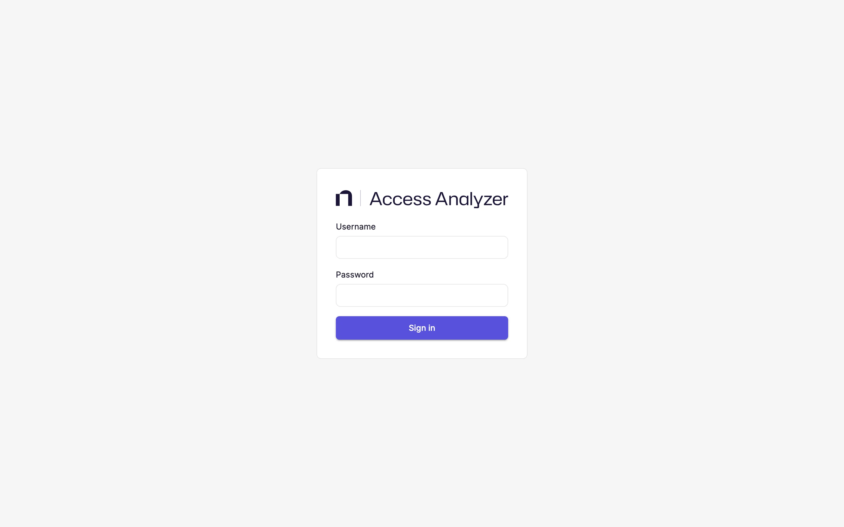 Access Analyzer sign-in page with Username and Password fields