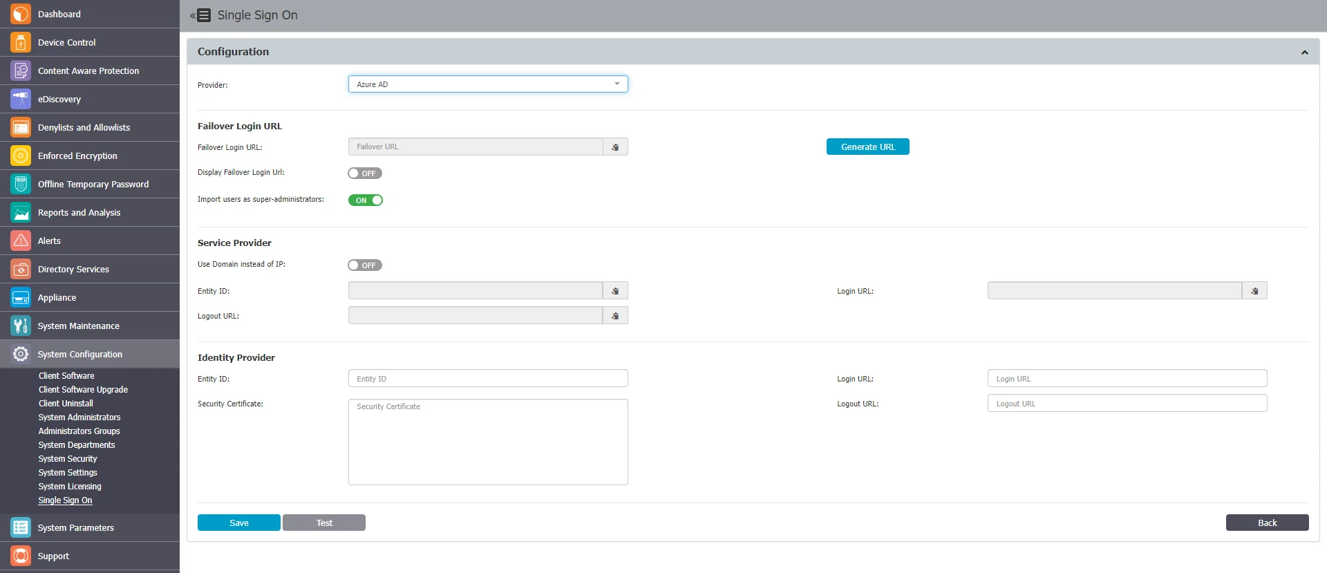 Allows you to log in the Endpoint Protector Server with Azure AD and OKTA