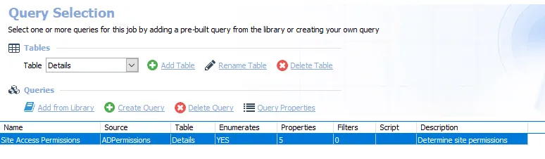 Query for the AD_SiteRights Job