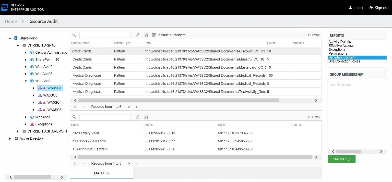 Sensitive Content report at the site collection, site, list, library, and folder levels