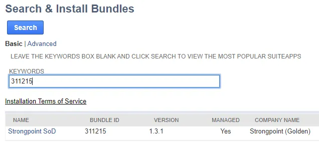 Search for the SoD Bundle