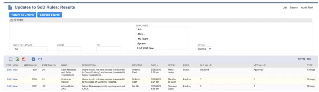 Updates to SoD Rules report