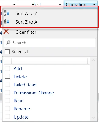 Sort Options