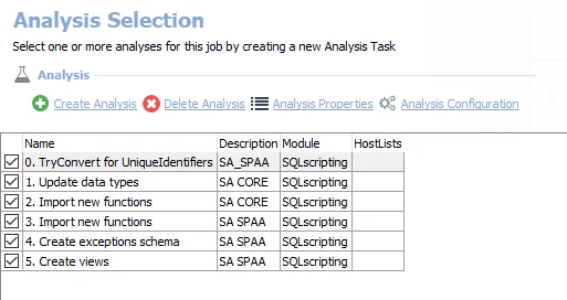 Analysis Selection