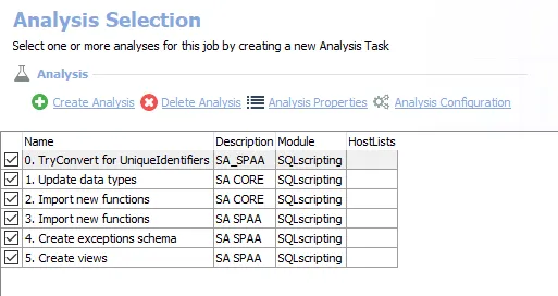 Analysis Selection