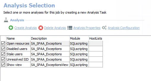 Analysis Selection