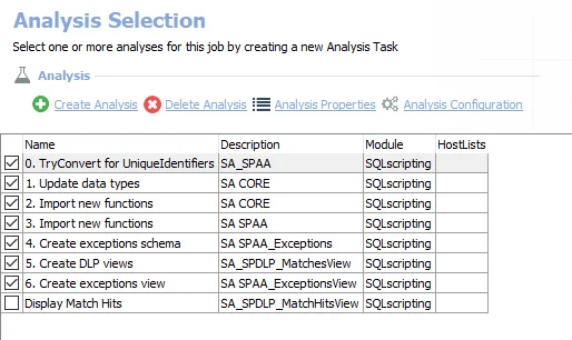 Analysis Selection