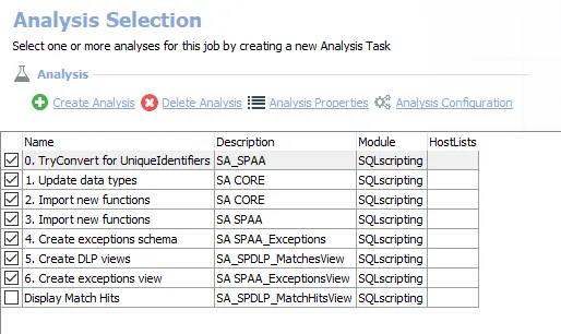 Analysis Selection