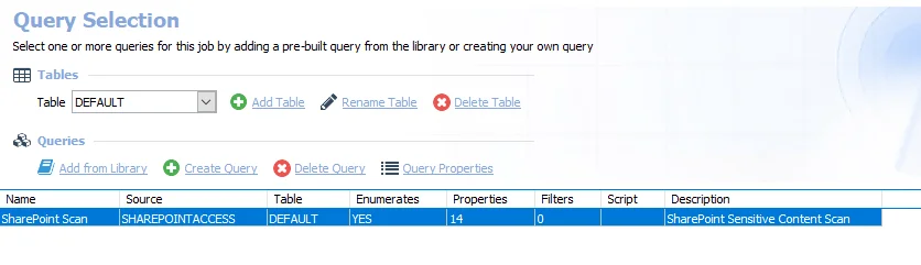 The query for the 1-SPSEEK SystemScans Job