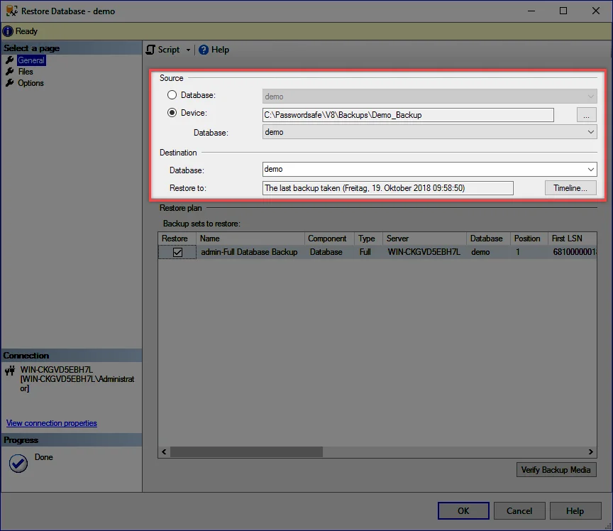 restore db