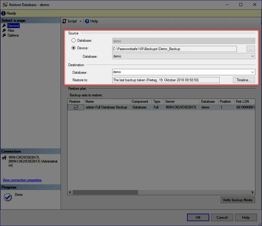 restore db