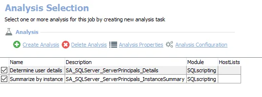 Analysis Selection