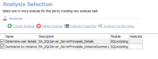 Analysis Selection