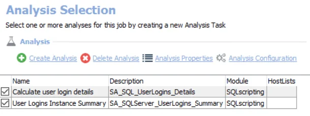 Analysis Selection