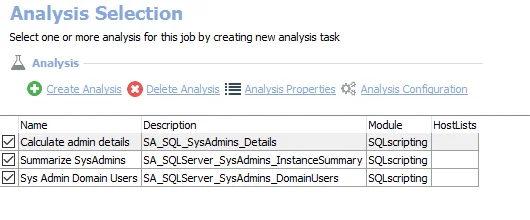 Analysis Selection