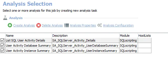 Analysis Selection