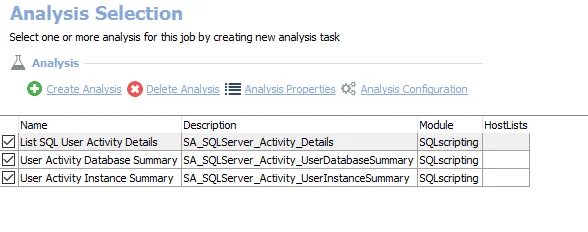 Analysis Selection