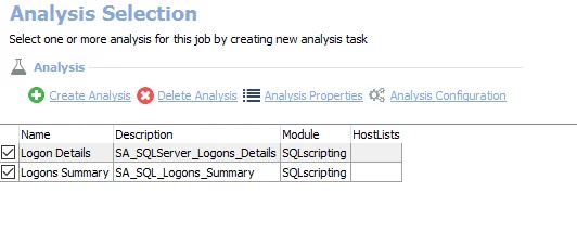 Analysis Selection