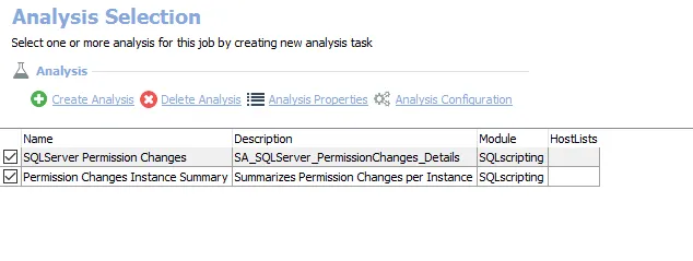 Analysis Selection