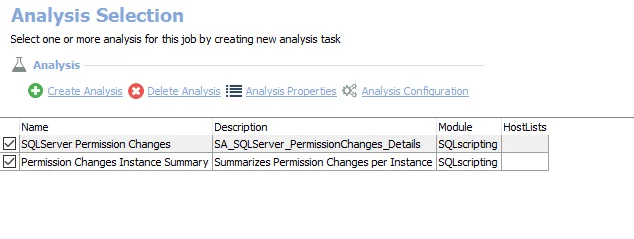 Analysis Selection