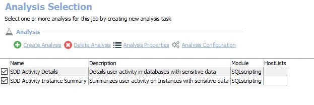 Analysis Selection