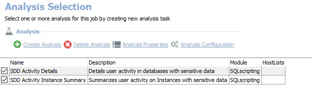 Analysis Selection