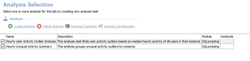 Analysis Selection
