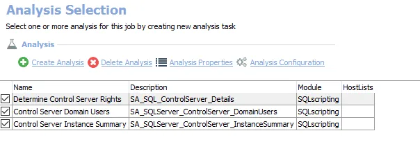 Analysis Selection