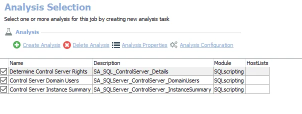 Analysis Selection