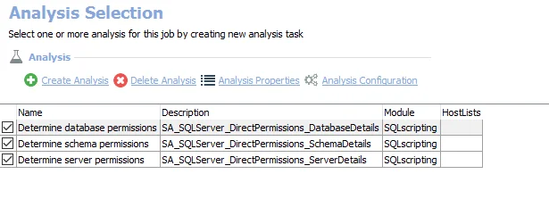 Analysis Selection