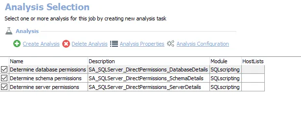 Analysis Selection